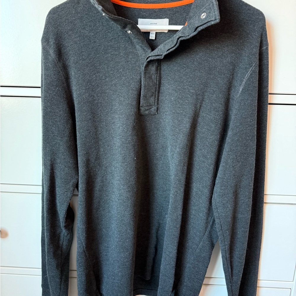 Jack Spade Gray Long Sleeve Polo Shirt